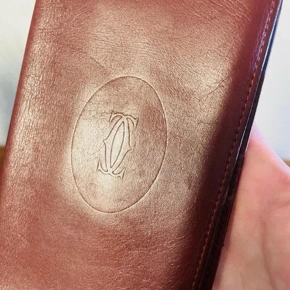 CARTIER Oxblood Red Leather Long Bifold Wallet 💯 AUTHENTIC - Picture 3 of 12